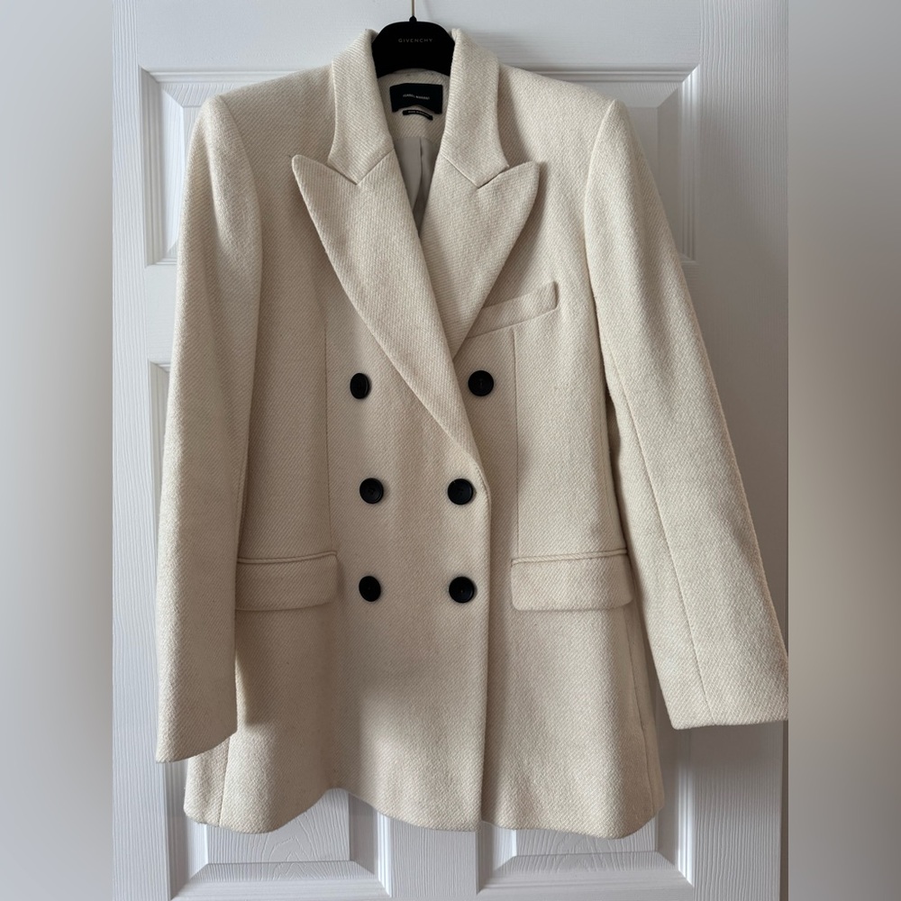 Isabel Marant Women’s Double-Breasted Cream Wool Coat